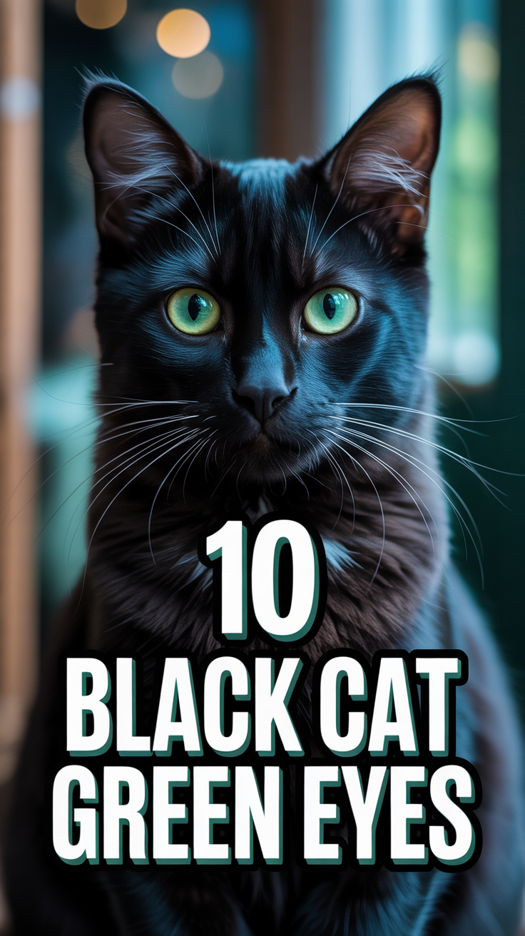 💚 10 Black Cat Green Eyes