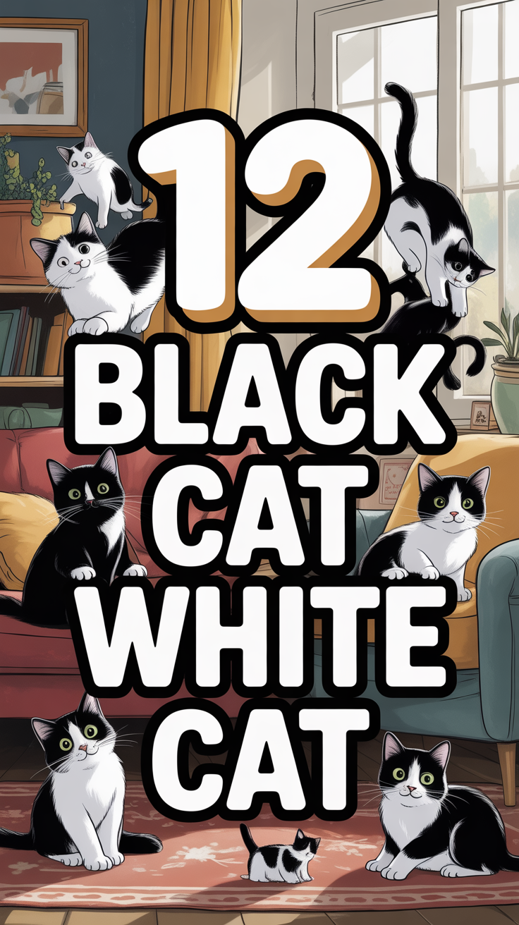 🐾 12 Black Cat White Cat