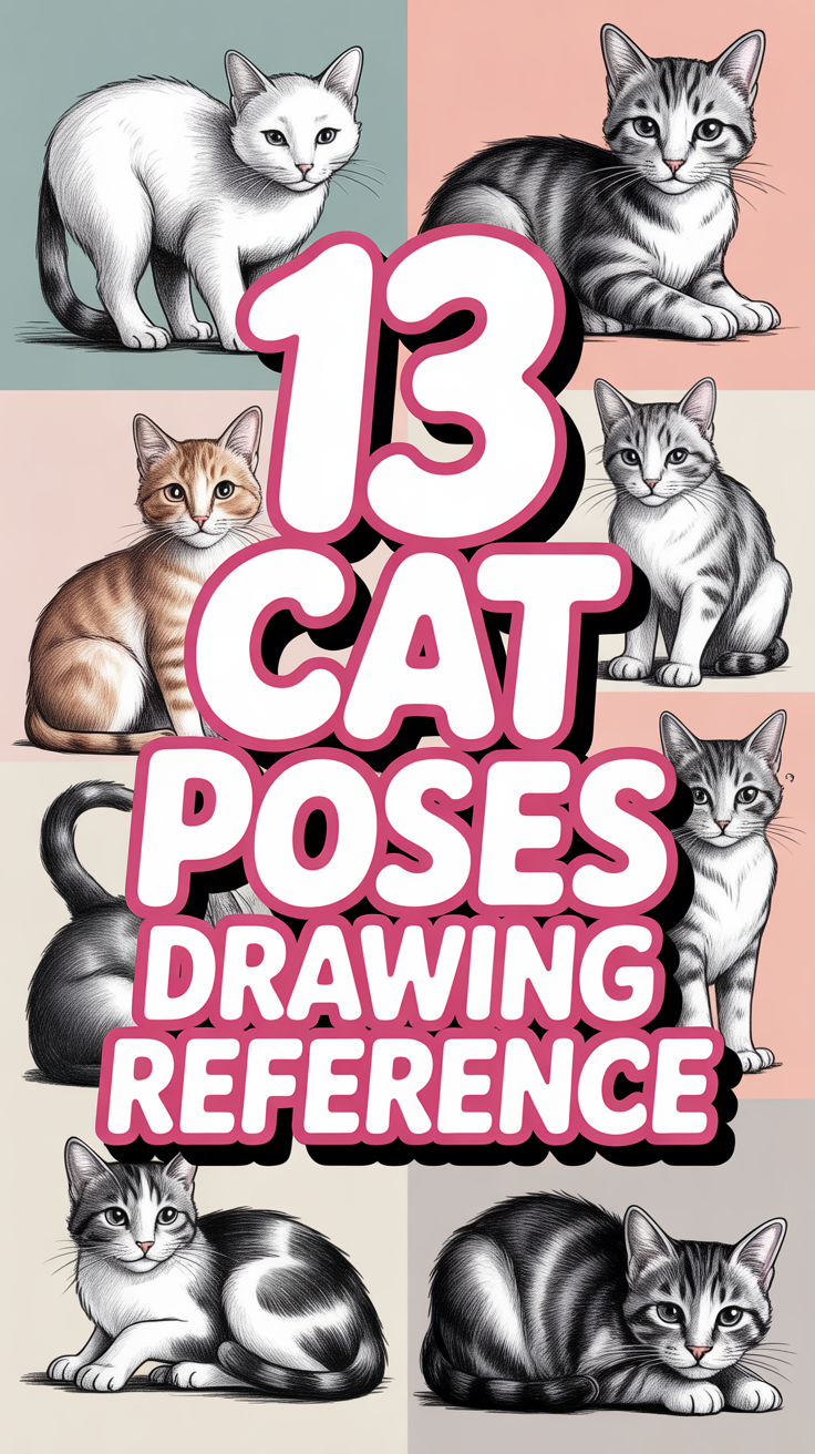 🐱 13 Cat Poses Drawing Reference