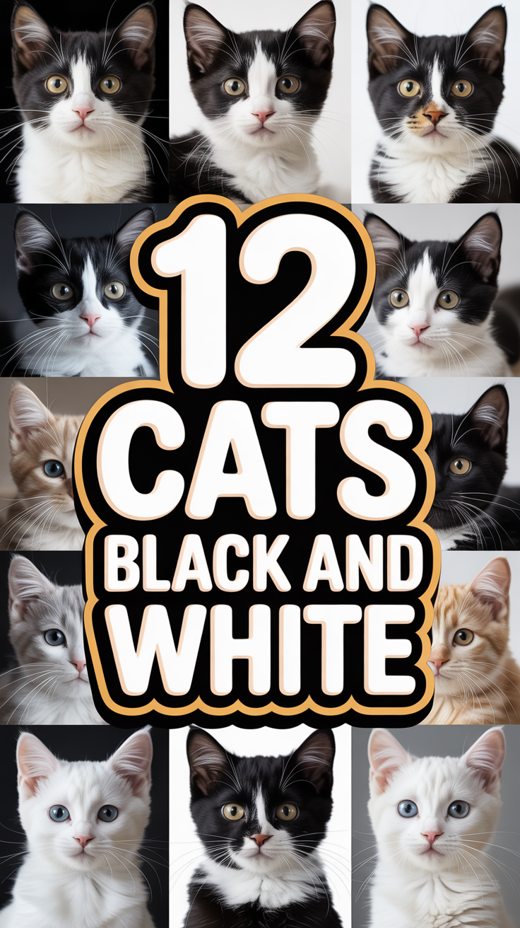 🐾 12 Cats Black And White