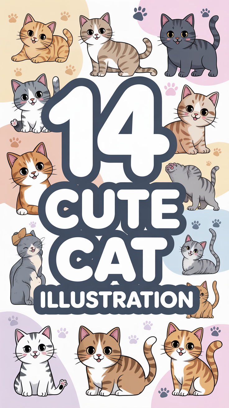 🐱 14 Cute Cat Illustration