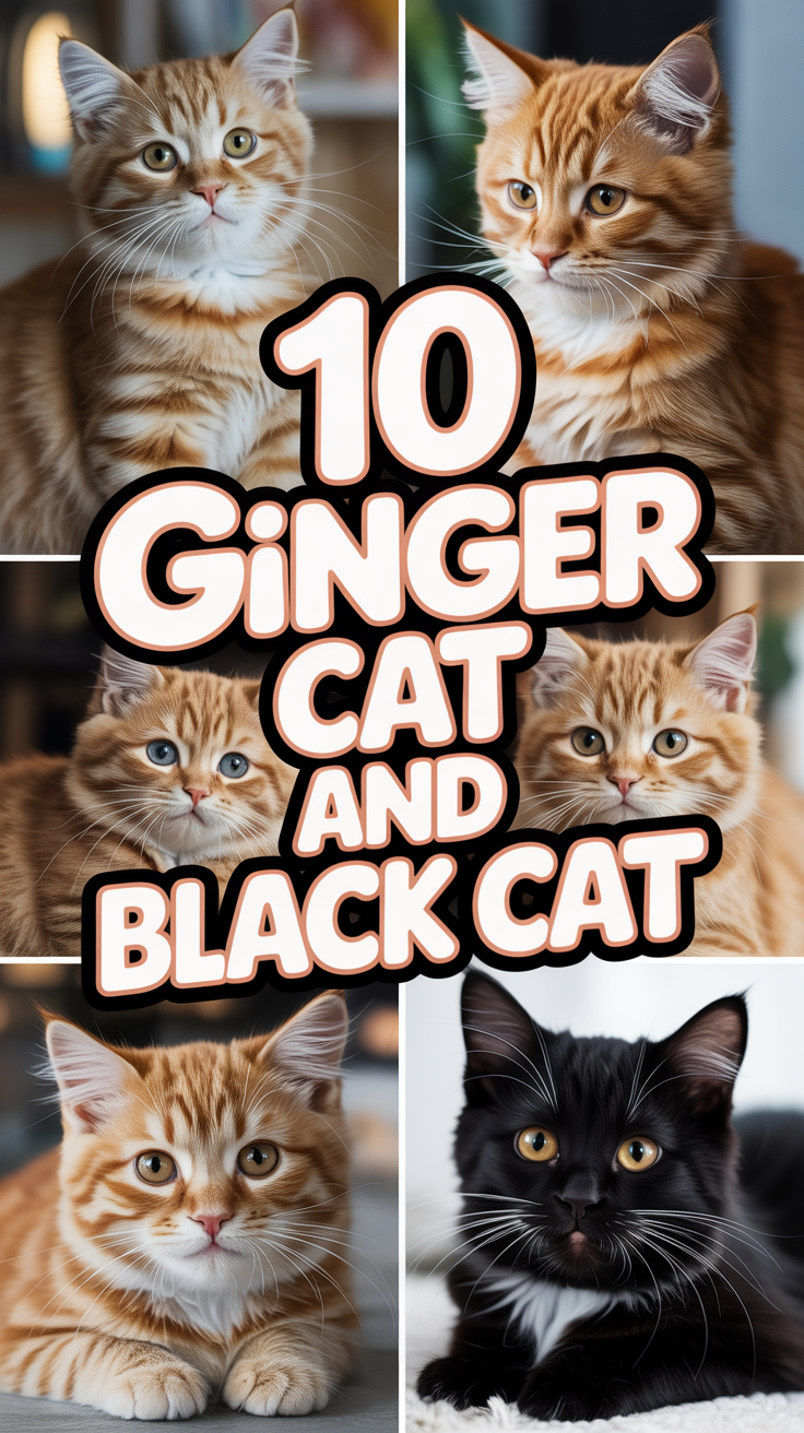 🐾 10 Ginger Cat And Black Cat