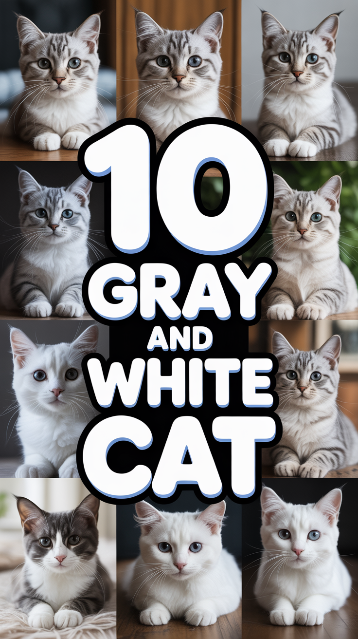 🐱 10 Gray And White Cat