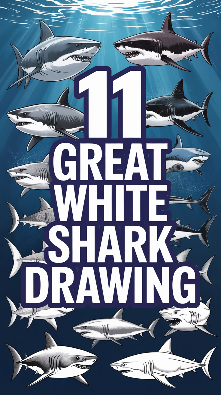 🦁 11 Great White Shark Drawing